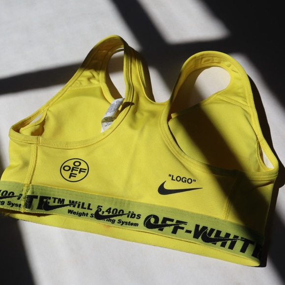 yellow off white sports bra